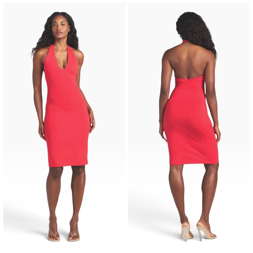 SKIMS Smooth Lounge Midi Halter Dress Terra Red Orange XXS DS-DRS-8164W